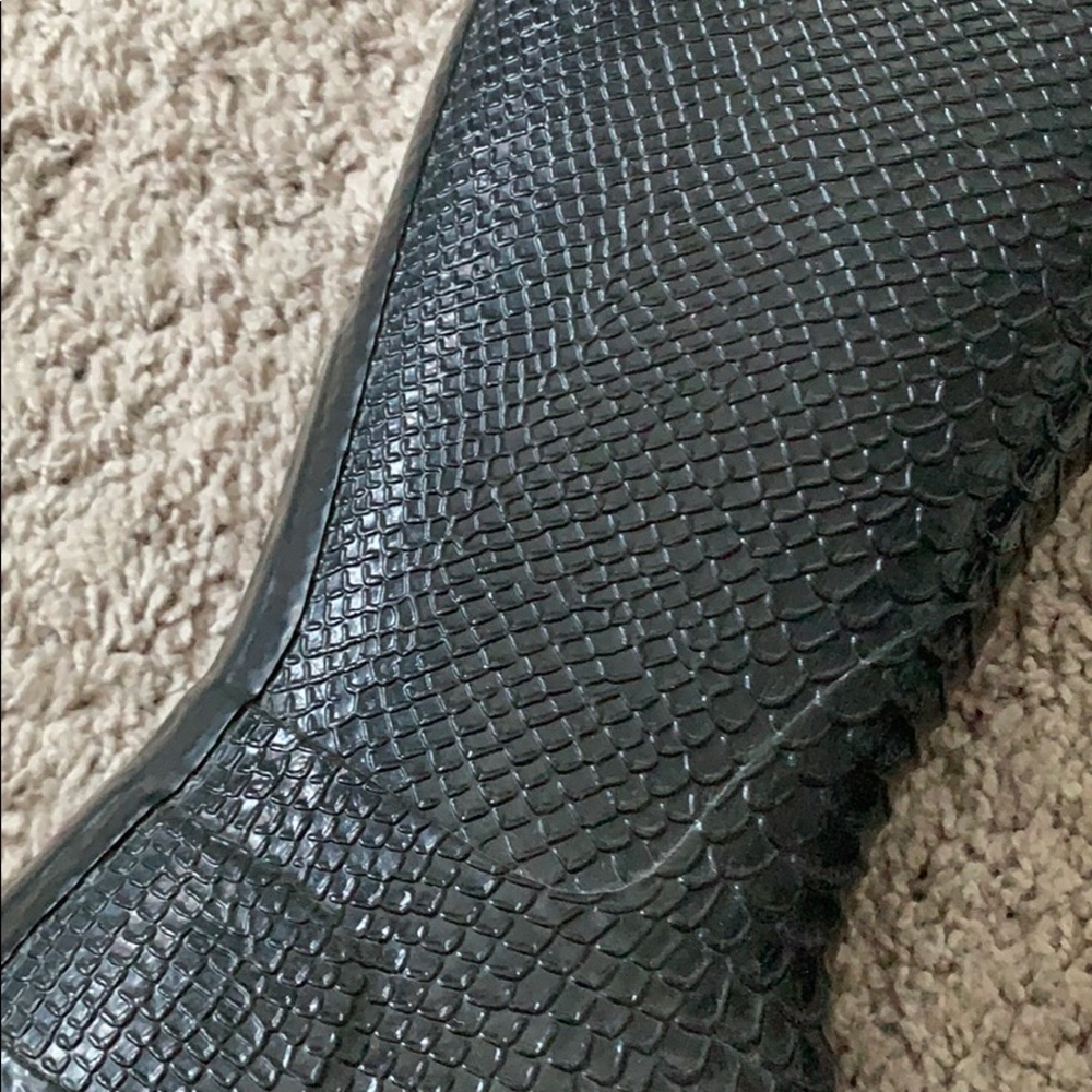 Hunter tall boots snakeskin sz 5 black + fur liner - Picture 2 of 4
